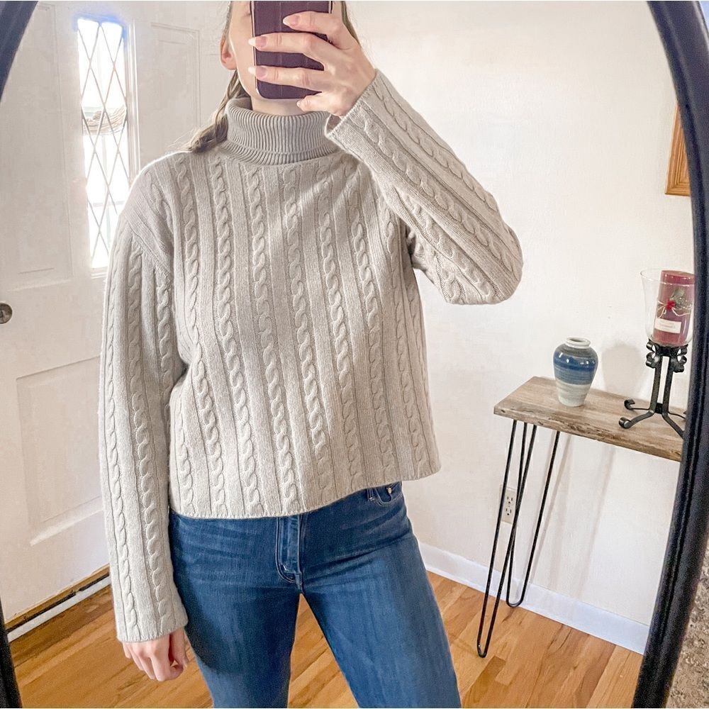 ATM Luxe Cable Knit Turtleneck Sweater